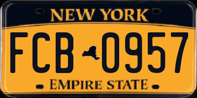 NY license plate FCB0957
