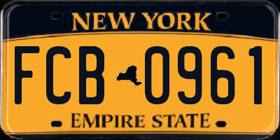 NY license plate FCB0961