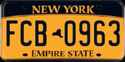 NY license plate FCB0963