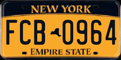 NY license plate FCB0964