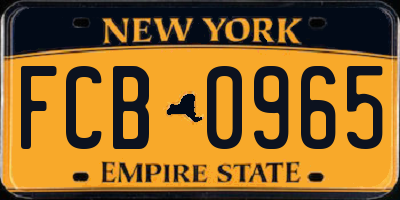 NY license plate FCB0965