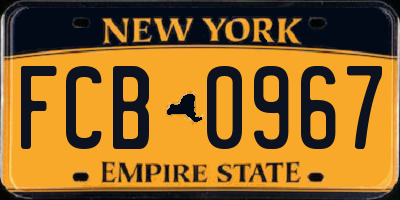 NY license plate FCB0967