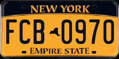 NY license plate FCB0970