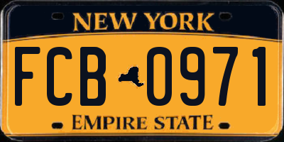 NY license plate FCB0971