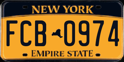 NY license plate FCB0974