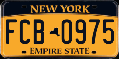 NY license plate FCB0975