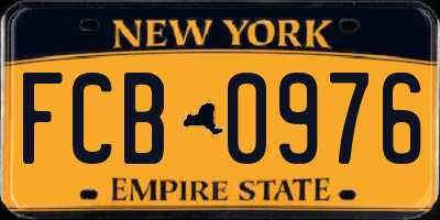 NY license plate FCB0976
