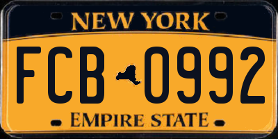NY license plate FCB0992