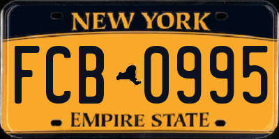 NY license plate FCB0995