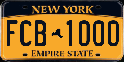NY license plate FCB1000