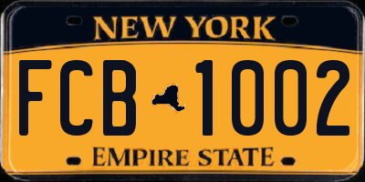 NY license plate FCB1002