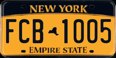 NY license plate FCB1005