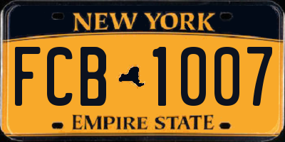 NY license plate FCB1007