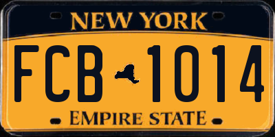 NY license plate FCB1014
