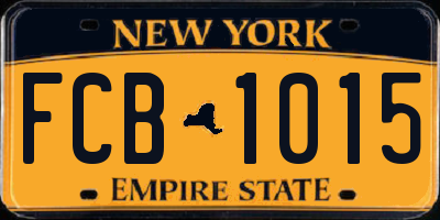 NY license plate FCB1015