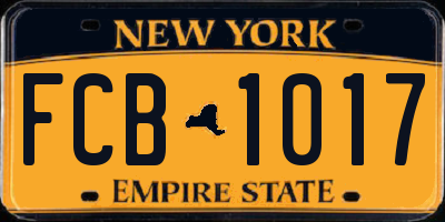 NY license plate FCB1017