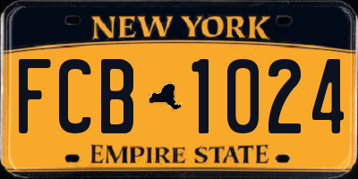 NY license plate FCB1024