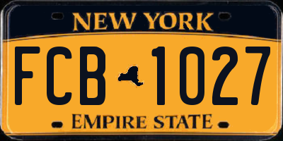 NY license plate FCB1027