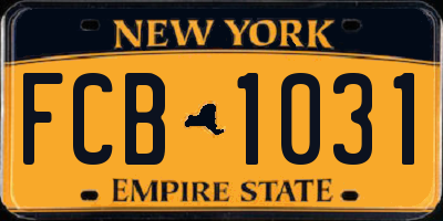 NY license plate FCB1031