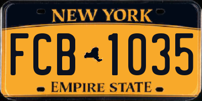 NY license plate FCB1035