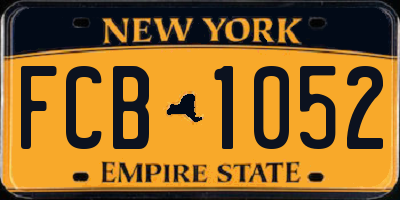 NY license plate FCB1052