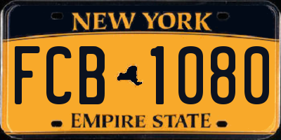 NY license plate FCB1080