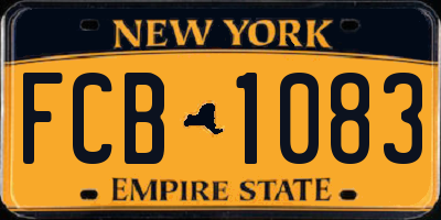NY license plate FCB1083