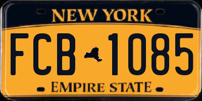 NY license plate FCB1085