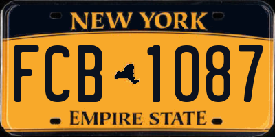 NY license plate FCB1087