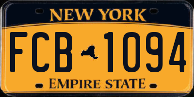 NY license plate FCB1094
