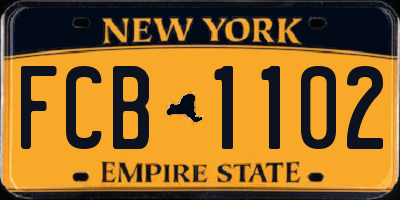 NY license plate FCB1102