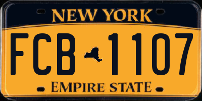 NY license plate FCB1107