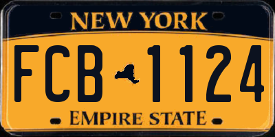 NY license plate FCB1124