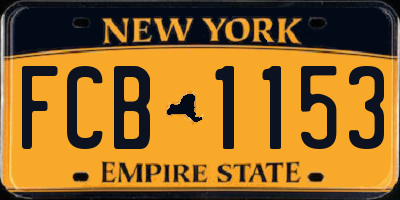 NY license plate FCB1153