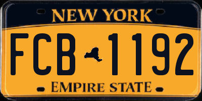 NY license plate FCB1192