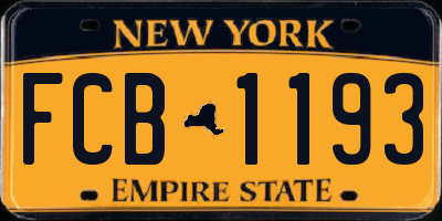 NY license plate FCB1193