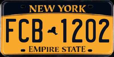 NY license plate FCB1202