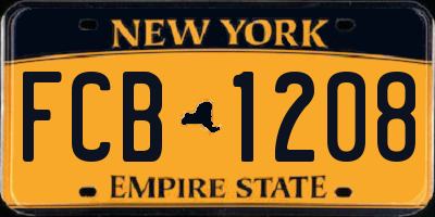 NY license plate FCB1208