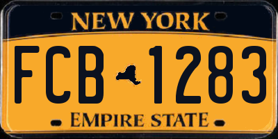 NY license plate FCB1283