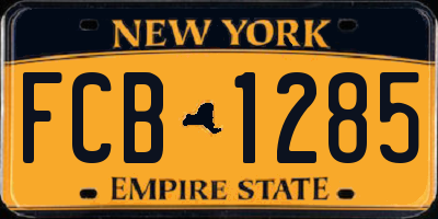 NY license plate FCB1285