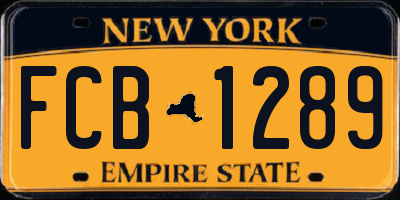 NY license plate FCB1289