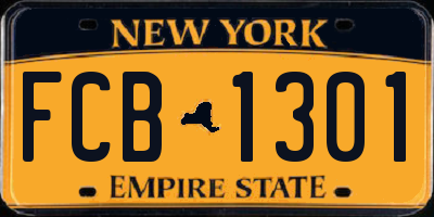 NY license plate FCB1301