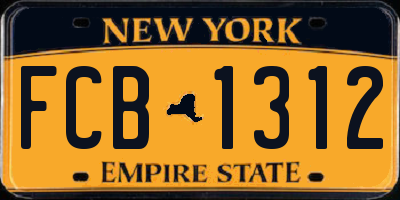 NY license plate FCB1312