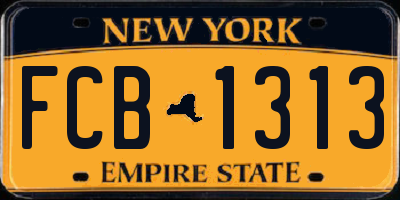 NY license plate FCB1313