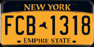 NY license plate FCB1318