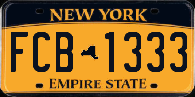 NY license plate FCB1333