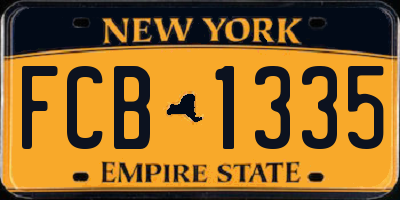 NY license plate FCB1335