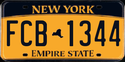 NY license plate FCB1344