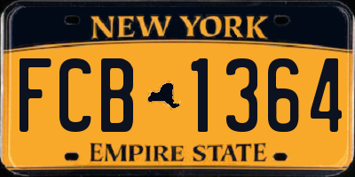 NY license plate FCB1364