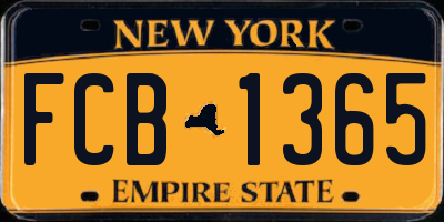 NY license plate FCB1365